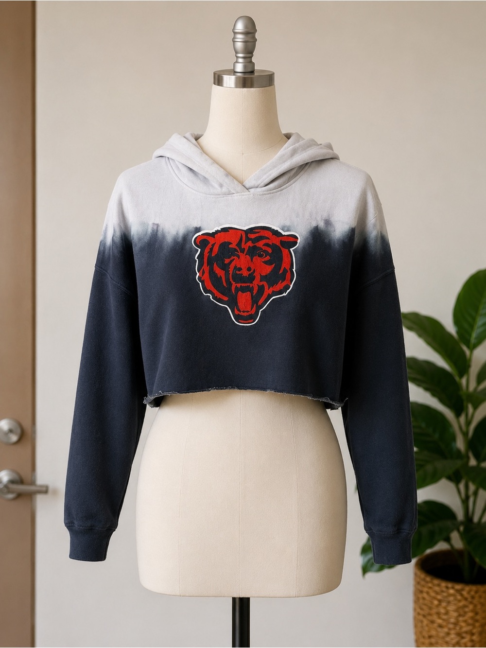 Cropped Ombre Hoodie with Chicago Bears